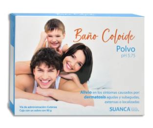 [7503028771684] HARINA DE SOYA/POLIVIDONA, BAÑO COLOIDE 90 g, SUANCA