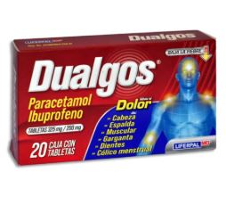 [7501836009661] PARACETAMOL/IBUPROFENO 325/200 mg, 20 tab, DUALGOS