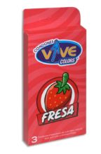 [2478] PRESERVATIVO (SUELTO) 3 pz, VIVE COLORS FRESA