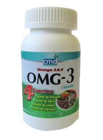[7501590283956] ACEITE DE PESCADO/LINAZA/CARTAMO/OLIVA, 60 cap, OMG-3