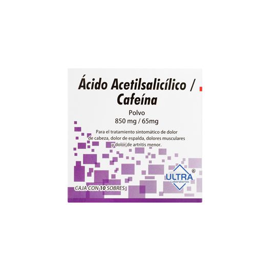 ACIDO ACETILSALICILICO, CAFEINA 850 mg/ 65 mg, G.I. ULTRA 10 sobres