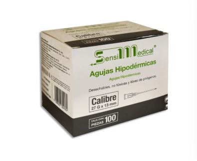 [7506022304162] AGUJA HIPODERMICA 27g/13mm gris c/100 SENSI MEDICAL
