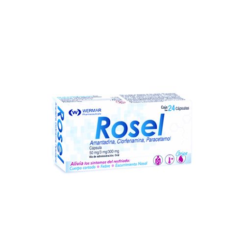 AMANTADINA/CLORFENAMINA/PARACETAMOL 50/3/300 mg, 24 cap, ROSEL