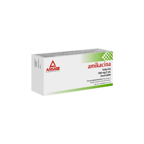 AMIKACINA 100 mg/2 ml, 2 amp, AMSA
