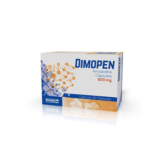 AMOXICILINA TRIHIDARATADA 500 mg, 12 cap, DIMOPEN