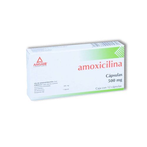 AMOXICILINA TRIHIDRATADA 500 mg, 12 cap, AMSA