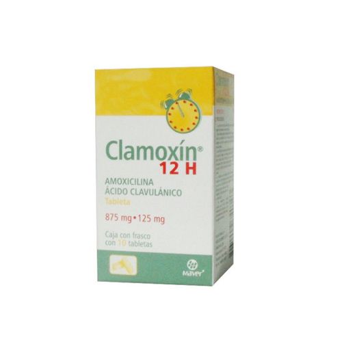 AMOXICILINA TRIHIDRATADA/ACIDO CLAVULANICO 875/125 mg, 10 tab, CLAMOXIN 12H