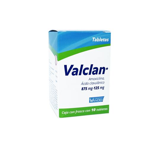 AMOXICILINA TRIHIDRATADA/ACIDO CLAVULANICO 875/125 mg, 10 tab, VALCLAN 875