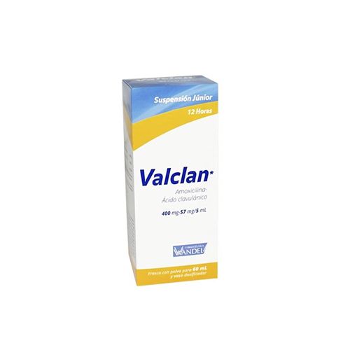 AMOXICILINA TRIHIDRATADA/ACIDO CLAVULANICO 400/57 mg/5 ml, 50 ml, VALCLAN 400