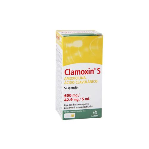 AMOXICILINA TRIHIDRATADA/ACIDO CLAVULANICO 600/42.9 mg/5 ml, 50 ml, CLAMOXIN S