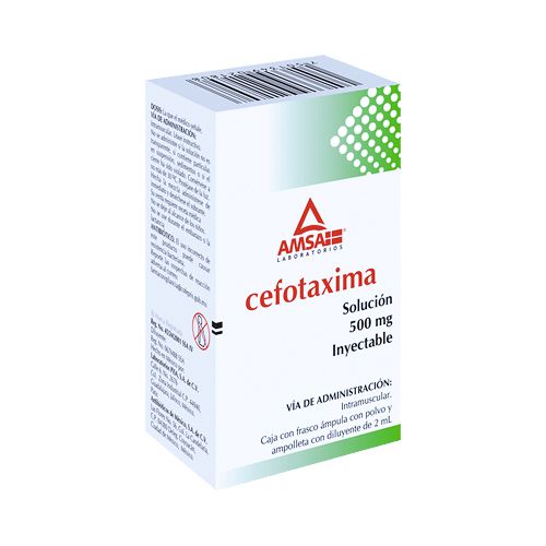 CEFOTAXIMA SODICA 500 mg c/DILUYENTE LIDOCAINA 2 ml, 1 amp, AMSA