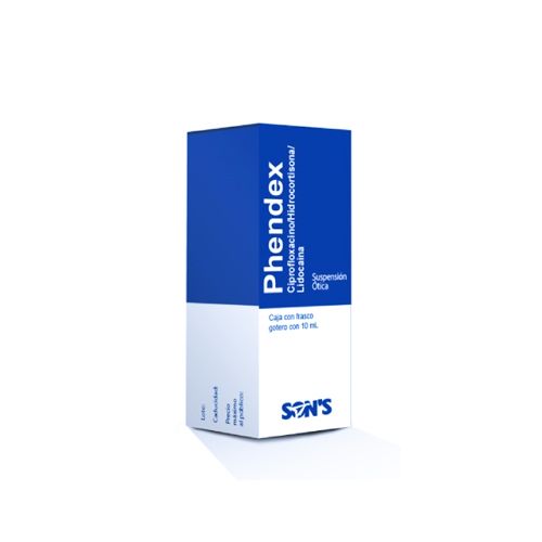 CIPROFLOXACINO/HIDROCORTISONA/LIDOCAINA, 10 ml gts otico, PHENDEX