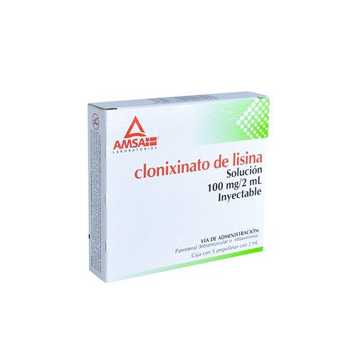 CLONIXINATO DE LISINA 100 mg/20 ml, 5 amp, AMSA