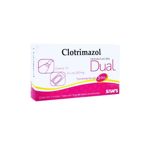 CLOTRIMAZOL 1%, 20 g crema c/3 ovulos de 200 mg, CLOTRIMAZOL DUAL