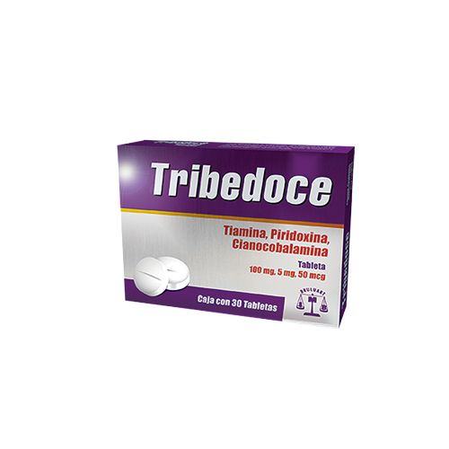 COMPLEJO B (Tiamina B1/Piridoxina B6/ B12 Cianocobalamina, 100mg/5mg,50mcg) TRIBEDOCE 30 tab