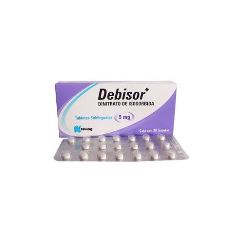 ISOSORBIDA DINITRATO DE 5 mg, 20 tab SL, DEBISOR