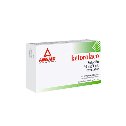KETOROLACO TROMETAMINA 30 mg/1 ml, 3 amp, AMSA