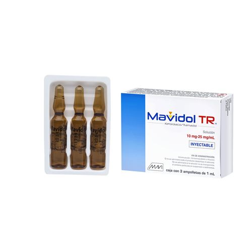 KETOROLACO TRAMADOL 10/25 mg, 3 amp, MAVIDOL TR INY