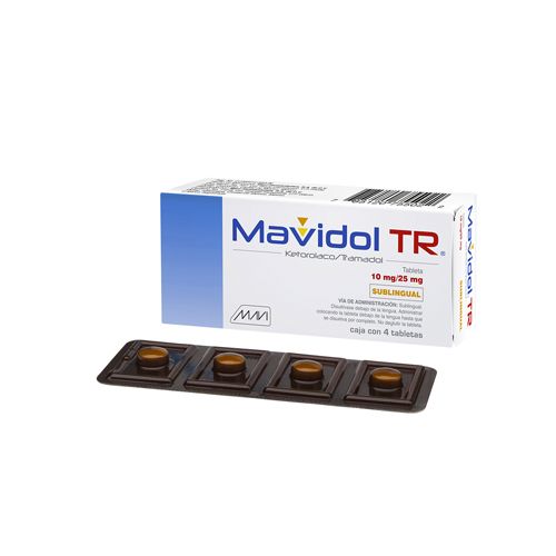 KETOROLACO TRAMADOL SUBLINGUAL 10/25 mg, 4 tab, MAVIDOL TR
