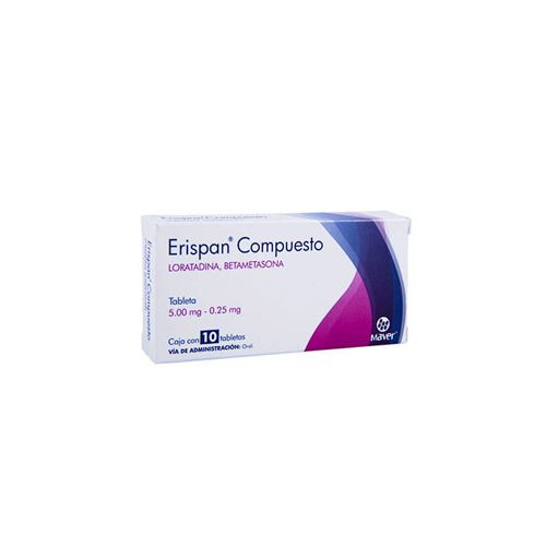 LORATADINA/BETAMETASONA 5/0.25 mg, 10 tab, ERISPAN COMPUESTO