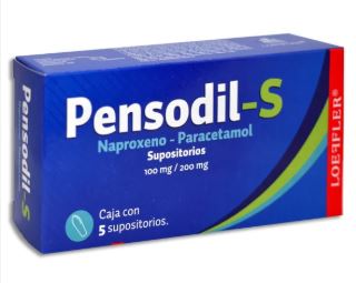 [7502211784043] NAPROXENO SODICO/PARACETAMOL 100/200 mg, 5 supositorios, PENSODIL-S