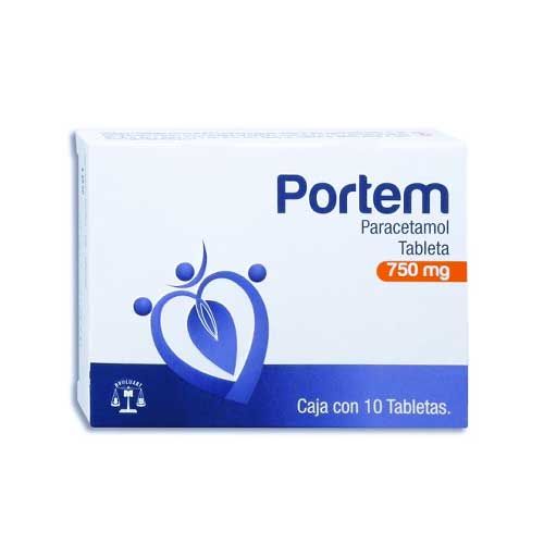 PARACETAMOL 750 mg, 10 tab, PORTEM 750