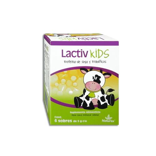 PROTEINA DE SOYA Y PROBIOTICOS POLVO 5 g, 6 sobres, LACTIV KIDS (vaca)