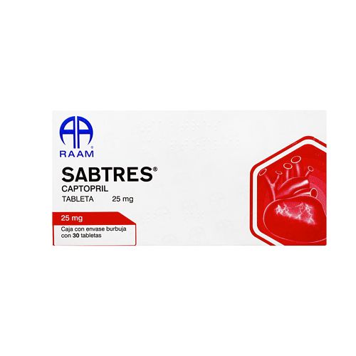 SABTRES CAPTOPRIL 25 mg con 30 tabs.