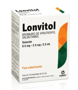 [7502009747021] IPRATROPIO/SALBUTAMOL SOL 0.5/2.5 mg, NEBULIZACION 2.5 ml 10 amp, LONVITOL